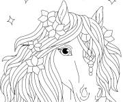 Coloriage Adulte cheval avec des beaux yeux