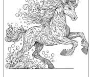 Coloriage Adulte cheval de l'eau