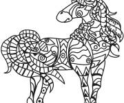 Coloriage Adulte cheval de profil