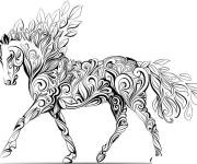Coloriage et dessins gratuit Adulte cheval en fleurs à imprimer