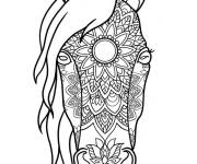 Coloriage Adulte cheval mandala d&eacute;taill&eacute;