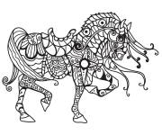 Coloriage et dessins gratuit Adulte cheval mandala en couleurs à imprimer