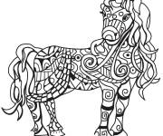 Coloriage Adulte cheval zentangle pour grands