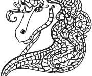 Coloriage Adulte hippocampe zentangle