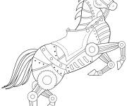 Coloriage Cheval au style steampunk pour adulte
