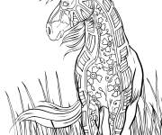 Coloriage Cheval dans la nature pour adulte