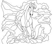 Coloriage Cheval en course style adulte