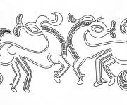 Coloriage D&eacute;coration celtique de chevaux pour adulte