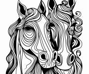 Coloriage Deux t&ecirc;tes de cheveux magnifiques pour adultes