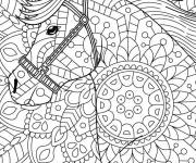 Coloriage Mandala complexe d'un cheval magique