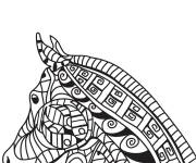 Coloriage T&ecirc;te au fond de cheval pour adulte