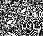 Coloriage et dessins gratuit Fleurs Adulte en noir à imprimer