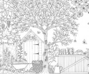 Coloriage et dessins gratuit Adulte  façade de Jardin à imprimer