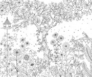 Coloriage Adulte Jardin fleuri