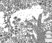 Coloriage et dessins gratuit Adulte Jardin Printemps à imprimer
