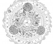 Coloriage Adulte Saisons Mandala difficile