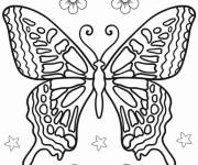 Coloriage Adulte papillon avec des motifs en fleurs
