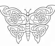 Coloriage Adulte papillon base de n&oelig;uds