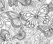 Coloriage Illustration des papillons dans la nature pour adulte