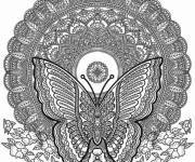 Coloriage Mandala Papillon Complexe imprimable