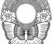 Coloriage Mandala papillon fleurie complexe