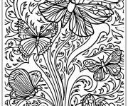 Coloriage Papillon art abstrait pour adulte