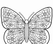 Coloriage Papillon aux ailes florales difficile