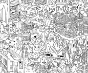 Coloriage Adulte Paysage gratuit à imprimer