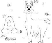Coloriage et dessins gratuit A pour Alpaca à imprimer