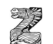 Coloriage Animal Z&egrave;bre et la lettre Z