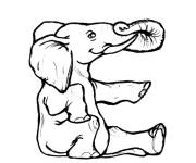 Coloriage El&eacute;phant forme la lettre E