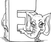 Coloriage La Lettre E est pour &Eacute;l&eacute;phant &agrave; imprimer