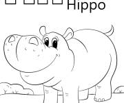Coloriage La lettre H pour l'hippopotame
