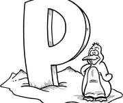 Coloriage La Lettre P est pour Penguin
