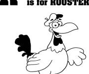 Coloriage La Lettre R pour Rooster