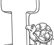 Coloriage La Lettre T pour Tortoise en couleur