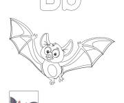 Coloriage Lettre B en anglais pour Bat