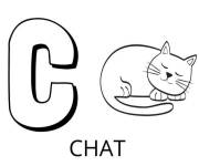 Coloriage Lettre C comme dans Chat