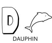 Coloriage Lettre D comme dans le mot dauphin