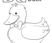 Coloriage Lettre D pour Duck canard