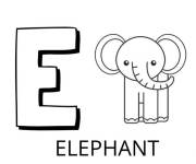 Coloriage Lettre E comme dans le mot &eacute;l&eacute;phant