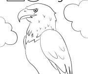 Coloriage Lettre E pour Eagle en anglais