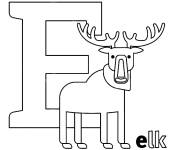 Coloriage et dessins gratuit Lettre E pour Elk à imprimer