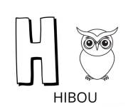 Coloriage Lettre H comme dans hibou