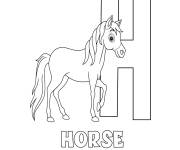 Coloriage et dessins gratuit Lettre H pour Horse à imprimer