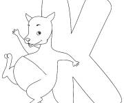 Coloriage et dessins gratuit Lettre K et Kangourou à imprimer