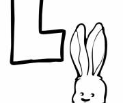 Coloriage Lettre L pour lapin