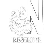Coloriage et dessins gratuit Lettre N pour Nestling à imprimer