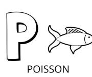 Coloriage Lettre P comme dans poisson