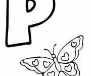 Coloriage Lettre P comme Papillon